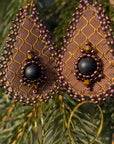 Copper + Onyx Hand Beaded GEARings